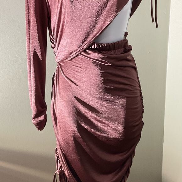 Love, Whit Dresses & Skirts - Pink Asymmetrical Wrap Midi Dress for Cocktail